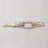 PU Leather & Alloy Rhinestone Watch Band with ABS Imitation Plastic Pearl & Flower Charm FIND-SZC0007-26B-1