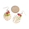 Iron Tropical Leaf Dangle Earrings with Glass Pearl Beaded EJEW-JE05512-2
