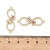Brass Micro Pave Cubic Zirconia Bowknot Infinity Connector Charms KK-P350-23G-3