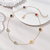 7 Chakra Natural Mixed Stone Round Beads Brass Cable Chain Necklaces NJEW-TA00235-1