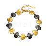 Two Tone Hammered 304 Stainless Steel Bracelets Nuggets Link Chain Bracelets for Women FS-WGBFBF0-02-2