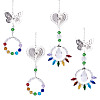 4Pcs 4 Style Butterfly & Heart Crystals Chandelier Suncatchers Prisms Chakra Hanging Pendant AJEW-CF0001-17-6