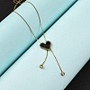 PVD Vacuum Plating 304 Stainless Steel Enamel Heart Pendant Necklaces NJEW-C063-03G-01-2