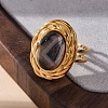 Oval Natural Banded Agate Finger Rings RJEW-M063-01G-14-5