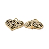 Heart with Leopard Print Pattern Brass Micro Pave Clear Cubic Zirconia Charms KK-G435-35G-3