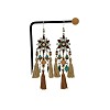 Bohemian Alloy Enamel & Wood & Resin Tassel Chandelier Earrings for Women WGE613F-01-3