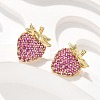 Brass Micro Pave Cubic Zirconia Stud Earrings EJEW-Q015-13G-01-4