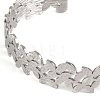 Non-Tarnish 304 Stainless Steel Hollow Flower Open Cuff Bangles for Women BJEW-K241-03B-P-2