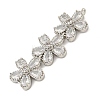 Brass Pave Clear Cubic Zirconia Three Flower Links Connector Charms KK-P277-51P-2