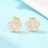Flower Brass Enamel Stud Earrings EJEW-T051-08A-5