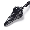 Natural Mixed Stone Plague Doctor Pendant Necklace with Nylon Rope NJEW-H009-01-4