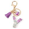 Alloy Resin Heart Keychains KEYC-TADJ0002-01G-Y-1