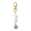 Natural White Mother of Pearl Shell & Synthetic Turquoise Starfish Pendant Decorations HJEW-JM02986-4