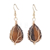 Teardrop Gemstone with Tree Dangle Earrings EJEW-JE04867-3