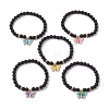 Round Natural Lava Rock Beads Stretch Bracelets for Women BJEW-JB11401-2