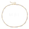 Natural Freshwater Pearl Potato Beaded Brass Tube Link Necklaces for Women TP7024-2-3