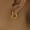 18K Gold Plated Stainless Steel Textured Heart Hoop Earrings for Women CT2444-1