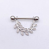 304 Stainless Steel Clear Cubic Zirconia Leaf Nipple Rings WG994A5-03-1