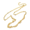 Brass Pave Clear Cubic Zirconia Bowknot and Hollow Moon Link Chain Necklaces NJEW-D348-02G-4