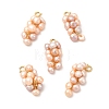 Natural Pearl Cluster Brass Spring Ring Clasp Charms KK-I697-08G-1
