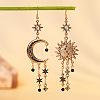 Moon with Star Bohemian Style Alloy Rhinestone Dangle Earrings FS-WG4F242-01-1