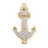 Rack Plating Brass Micro Pave Clear Cubic Zirconia Anchor Connector Charms KK-A234-052G-1