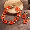 CCB Plastic Oval Link Chain Necklaces & Stud Dangle Earrings Sets FS-WG0CE63-03-1