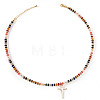Natural Mixed Stone and Glass Beaded Stainless Steel Cross Pendant Necklaces for Women GY4764-2-1
