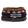 4Pcs Weave Imitation Leather Multi-strand Bracelets for Men WGB022D-04-1