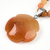 Natural Topaz Jade 4.5mm Round Beaded Flower Pendant Necklaces NJEW-T016-04N-5