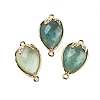 Natural Green Fluorite Faceted Teardrop Connector Charms G-B081-03G-09-1