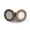 Round Brass Magnetic Clasps with Loops X-MC019-AB-4