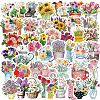 50Pcs Flower PVC Adhesive Waterproof Stickers Self-Adhesive Stickers PW-WGA0794-01-1