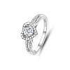 Rhodium Plated 925 Sterling Silver Micro Pave Moissanite Finger Rings for Women WGDE2BC-05-5