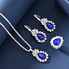 Teardrop Alloy Rhinestone Earring & Pendant Necklaces & Finger Rings Sets FS-WG77DAC-02-2