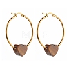 Heart Natural Tiger Eye Beads Earrings for Girl Women EJEW-JE04638-04-1