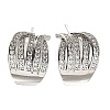 Brass Cubic Zirconia & Glass Stud Earrings EJEW-M048-02P-1