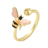 Bees Brass Enamel Cuff Ring Settings KK-K297-04G-1