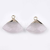 Electroplate Natural Rose Quartz Pendants G-T112-04I-2