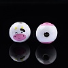 Animal Theme Printed Wooden Beads WOOD-D006-01K-4