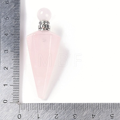 Natural Rose Quartz Faceted Cone Openable Perfume Bottle Big Pendants G-L524-18P-12-1