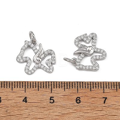 SHEGRACE Brass Micro Pave Clear Cubic Zirconia Charms XGRQ4S052-749P-1