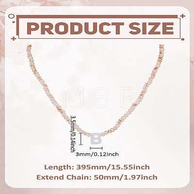 1Pc Glass Rondelle Beaded Necklaces NJEW-LP0007-23B-1