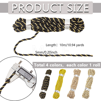 4 Rolls 4 Colors Polyester Cord OCOR-PH0005-11-1