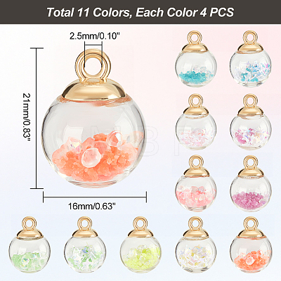   44Pcs 11 Styles Transparent Glass Globe Pendants FIND-PH0010-23-1