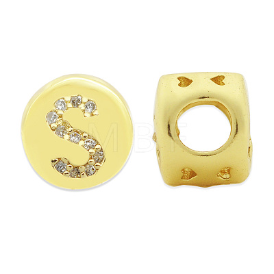 Brass Micro Pave Clear Cubic Zirconia Beads KK-T030-LA843-SX3-1