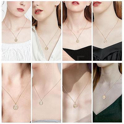 925 Sterling Silver 12 Constellation Necklace Gold Horoscope Zodiac Sign Necklace Round Astrology Pendant Necklace with Zircons Birthday Jewelry Gift for Women Men JN1089H-1