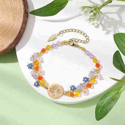 Colorful Flower Glass Seed Beads Bracelets for Women BJEW-MZ00068-1