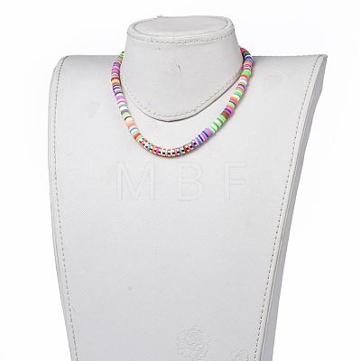 Handmade Polymer Clay Heishi Beaded Necklaces NJEW-JN02890-01-1