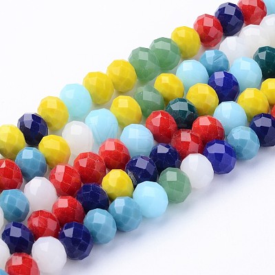 Electroplate Pearl Luster Plated Imitation Jade Glass Faceted Rondelle Beads Strands EGLA-F020-02-6mm-1